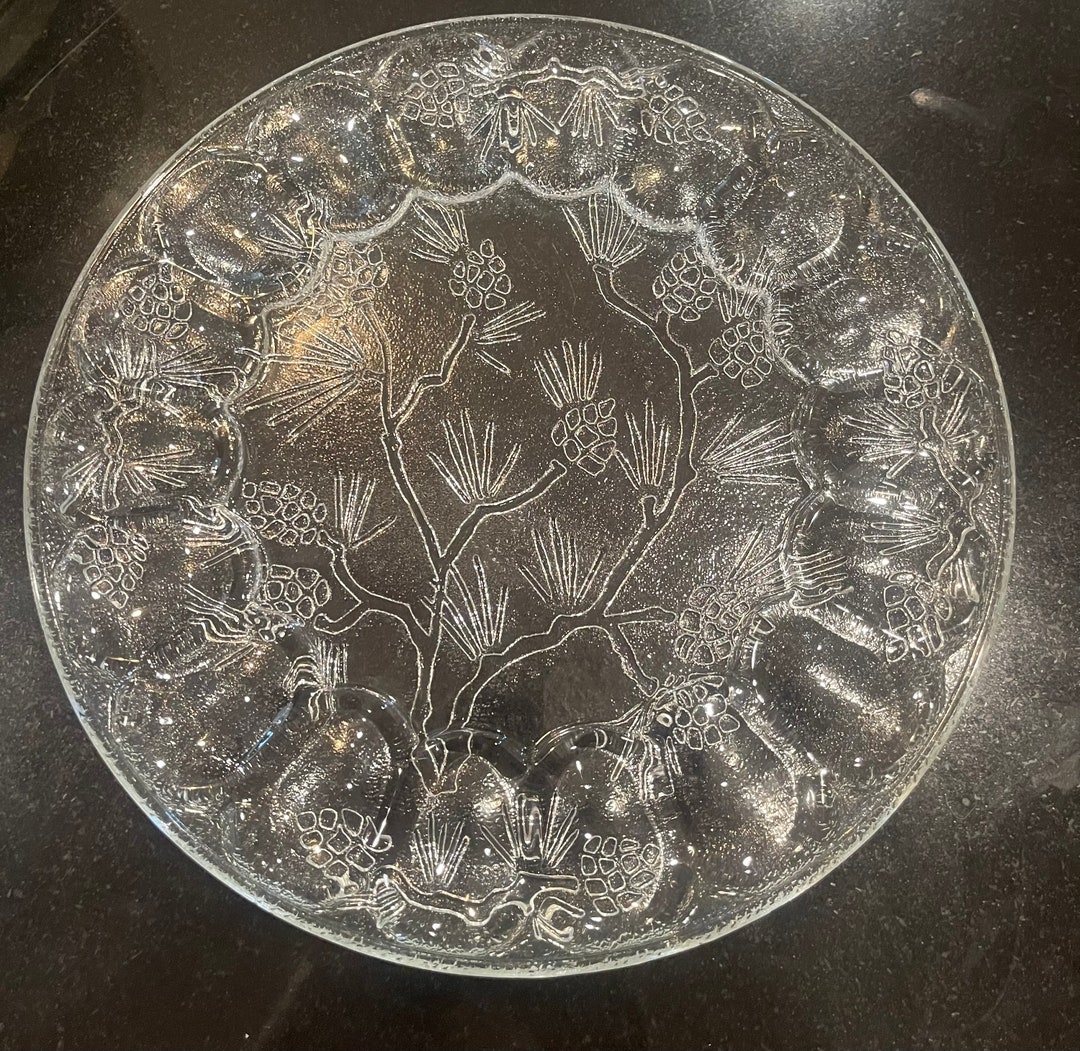 Tiara Glassware Ponderosa Pine Deviled Egg Platter 1980s by Etsy
