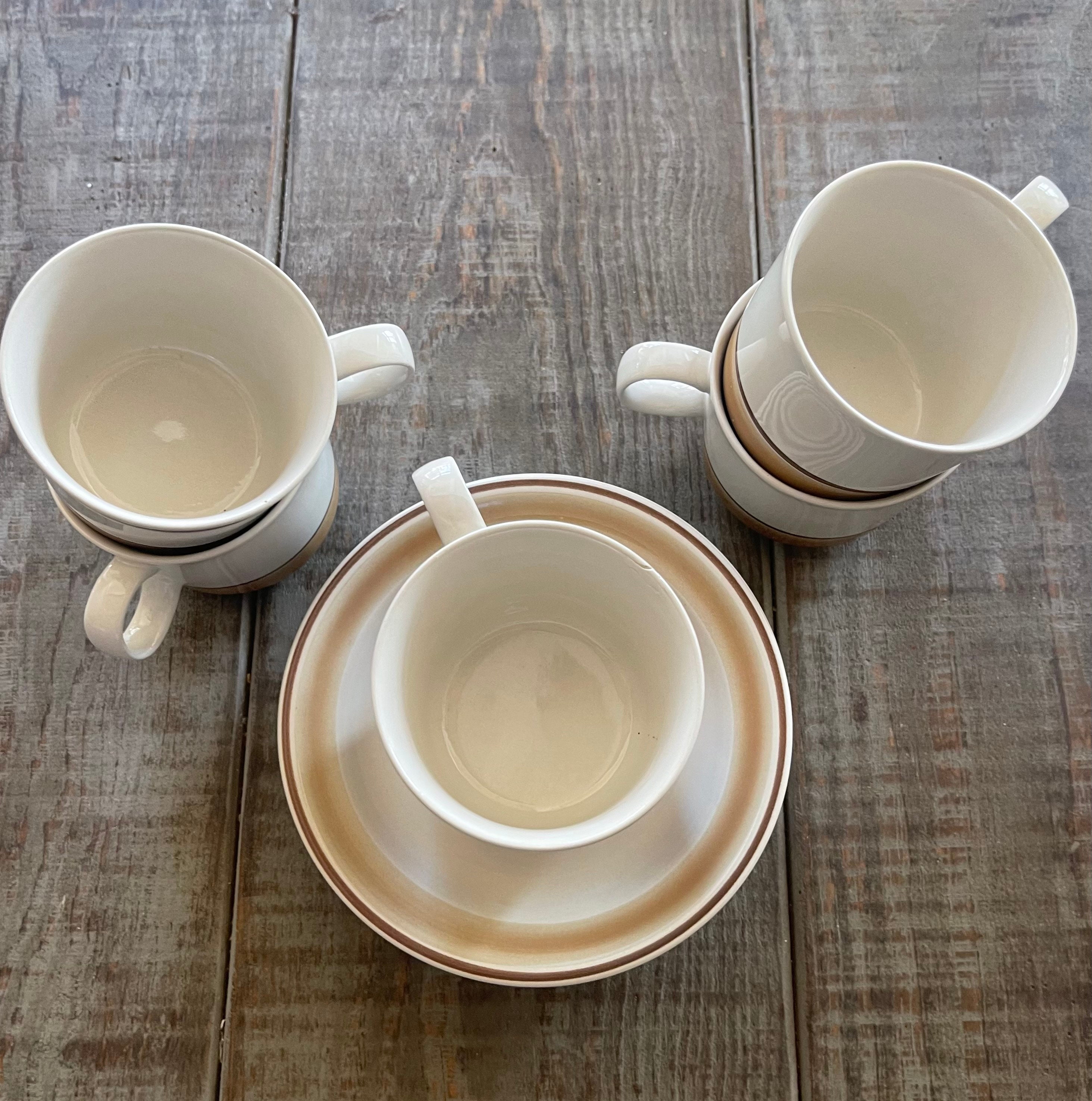 Hearthside Stoneware Set of Five Cups With Saucers in Water Colors ...