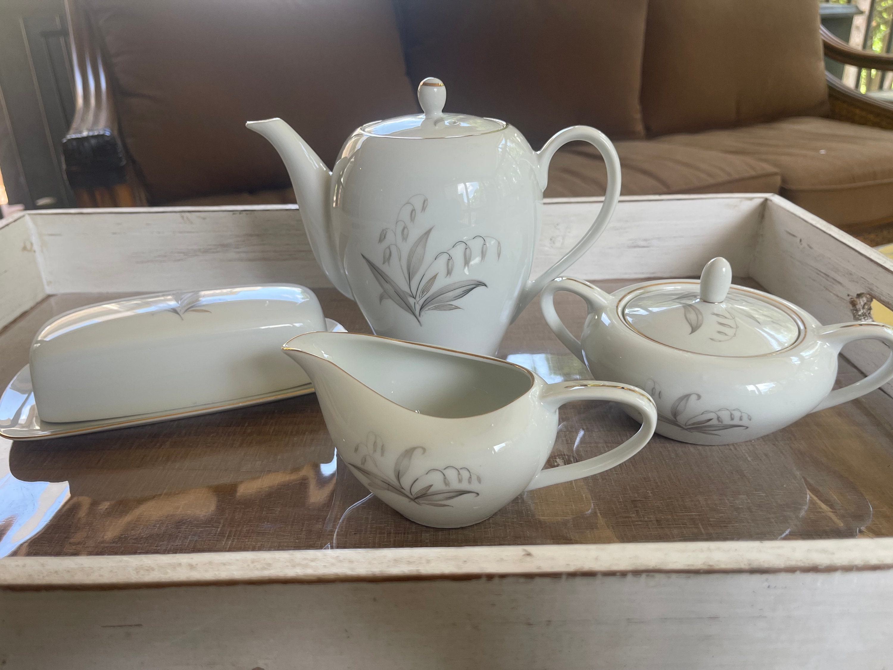 Kaysons Golden Rhapsody Teapot Cream and Sugar Butterdish Etsy