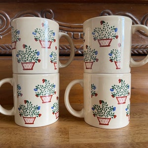 Vintage CCCC England Coffee Cups Mugs Flowers in Baskets