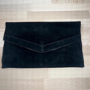 Vintage Black Suede Clutch