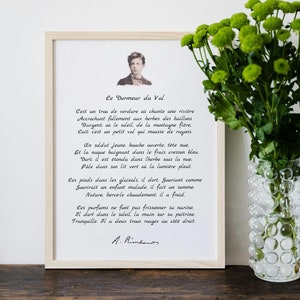 Printed poster of a magnificent poem by the famous French poet Arthur Rimbaud  Perfect gift for words lovers Quality print. Frameless