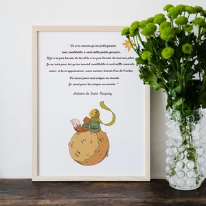 Affiche imprimée d'une des très belles citations du livre Le Petit Prince d'Antoine de Saint Exupéry  Impression de qualité CADRE NON INCLUS