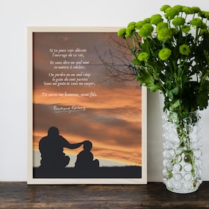 Pôster impresso do lindo poema de Rudyard Kipling &quot;If You Will Be a Man, My Son&quot; Texto em francês, lindo presente para menino. QUADRO NÃO INCLUSO