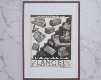 Authentische Vintage-Werbung der Marke Lancel 1928 Altes französisches Magazin. Seltenes Dokument Vintage und schicke Wanddekoration
