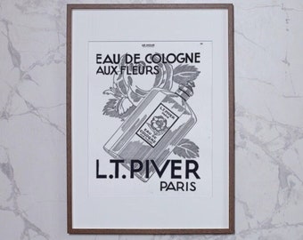 Original französische Vintage-Werbung für Eau de Cologne 1933. Originaldokument aus der Zeit. Alte Werbung. Rahmen nicht enthalten.