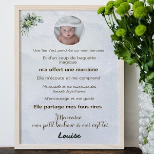 Personalisiertes Patentante Patentante Patentante Patentochter gedrucktes Poster mit Babyfoto. Ideales Geschenk für die Patentante. Qualitätsdruck OHNE RAHMEN
