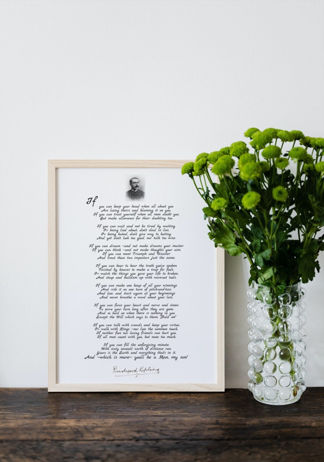 Affiche Du Magnifique Poème de Rudyard Kipling Tu Seras Un Homme Mon Fils Texte Anglais