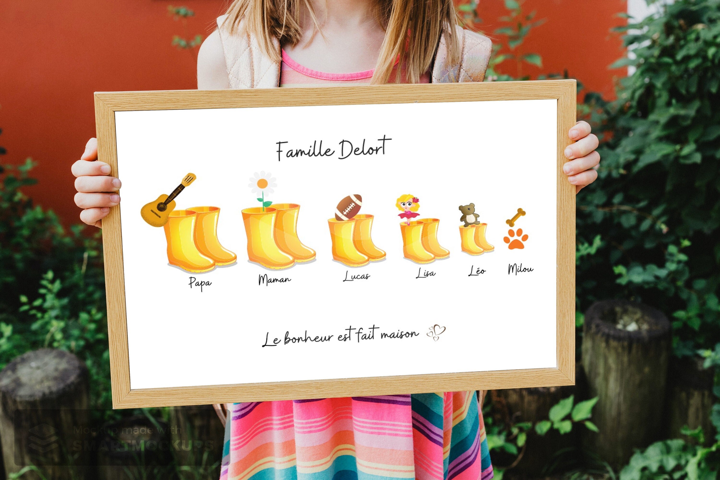 Affiche Familiale Personnalisée Imprimée Pour Un Cadeau Original à Une Famille