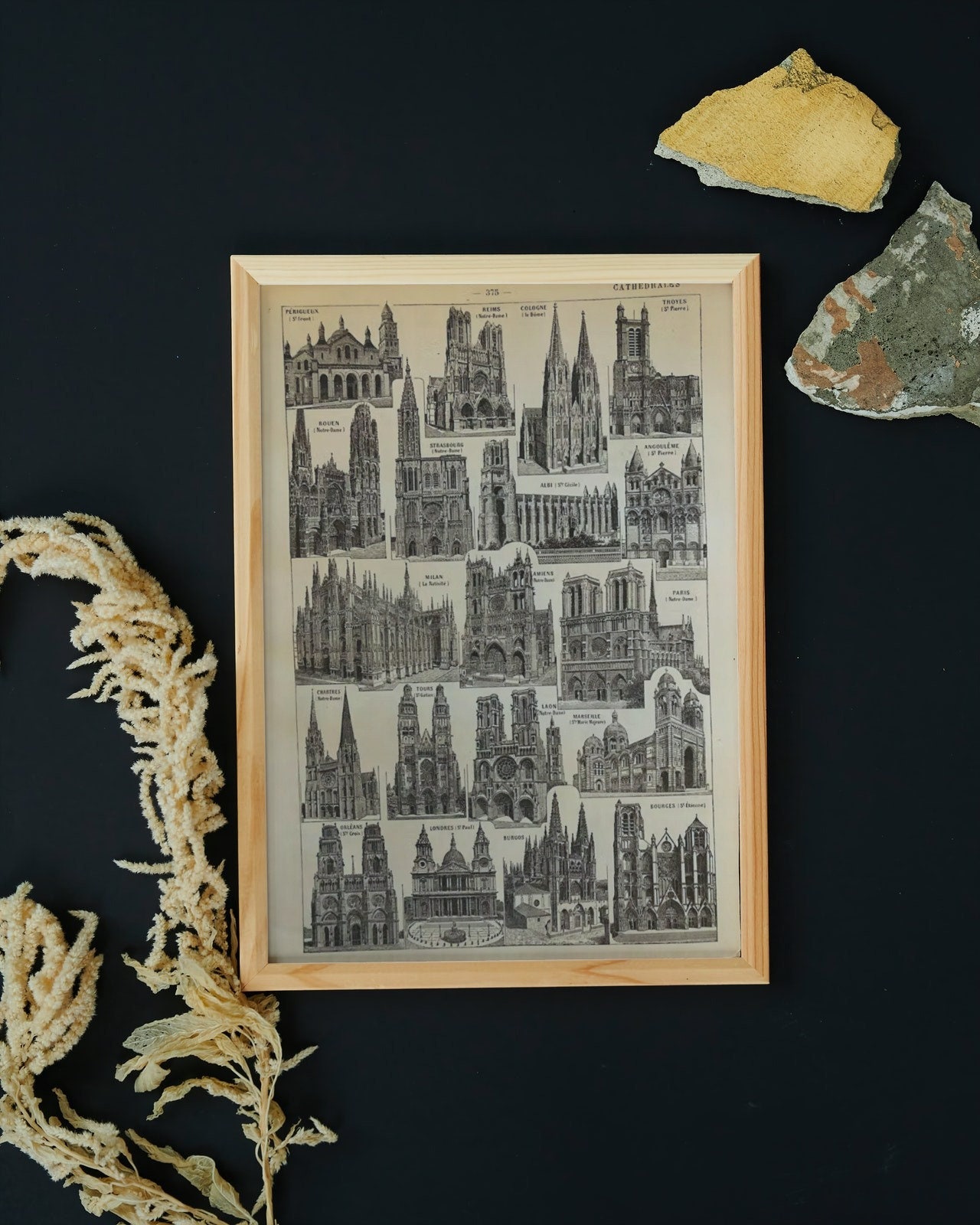 Illustration Ancienne Cathédrales. Document Original Vieux de 100 Ans Décoration Murale Chic et Élég