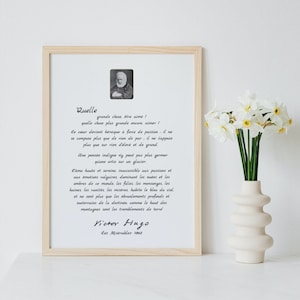 Beautiful printed quote from the famous french novel Les misérables written by Victor Hugo french text. Perfect Love gift Frameless