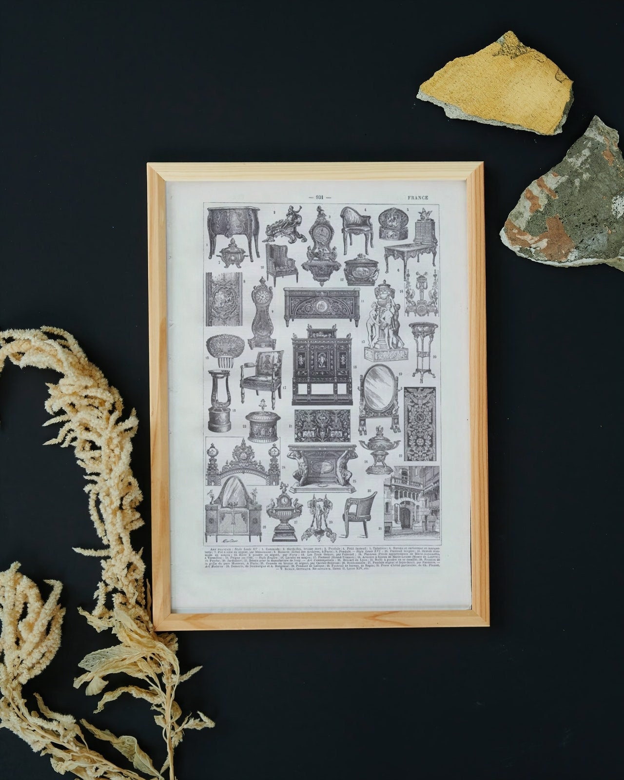 Illustration Vintage Meubles Anciens . Document Original Vieux de 100 Ans Décoration Murale Chic et 