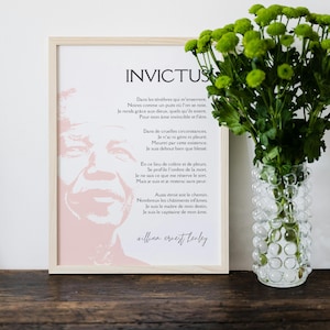 Gedrucktes Poster von William Ernest Henleys wunderschönem Gedicht „Invictus“, das Mandela sehr gefiel. Französischer Text. Geschenkidee. RAHMEN NICHT INBEGRIFFEN