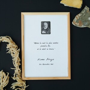 Bellissima citazione stampata dal famoso romanzo francese Les Misérables scritto da Victor Hugo Testo francese Stampa di qualità CORNICE NON INCLUSA