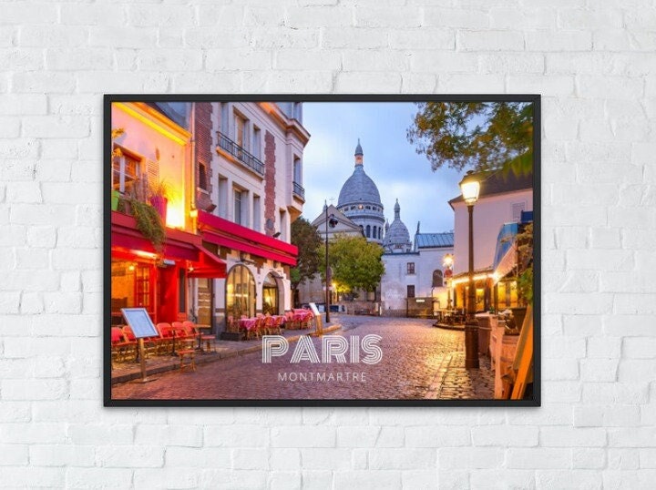 Affiche Ville de Paris Montmartre Souvenir Voyage en France Décoration Murale