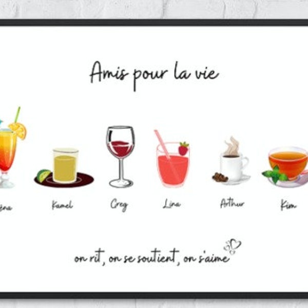 Affiche imprimée personnalisée pour un cadeau original famille amis . impression grande qualité. CADRE NON INCLUS