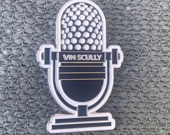 Vin Scully dodgers stadium prop enamel pin. Large 2 inch tall buy 3 get one free