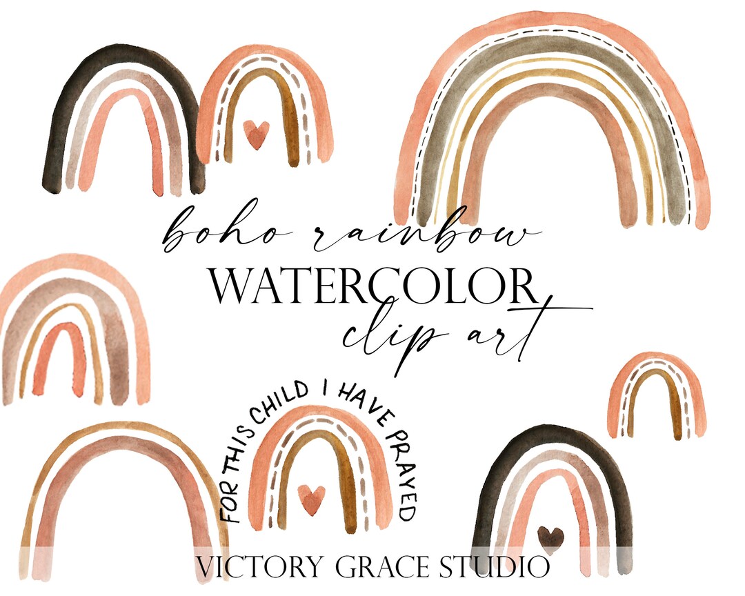 Boho Rainbow Baby Watercolor Digital Clipart, Watercolor Clipart - Etsy