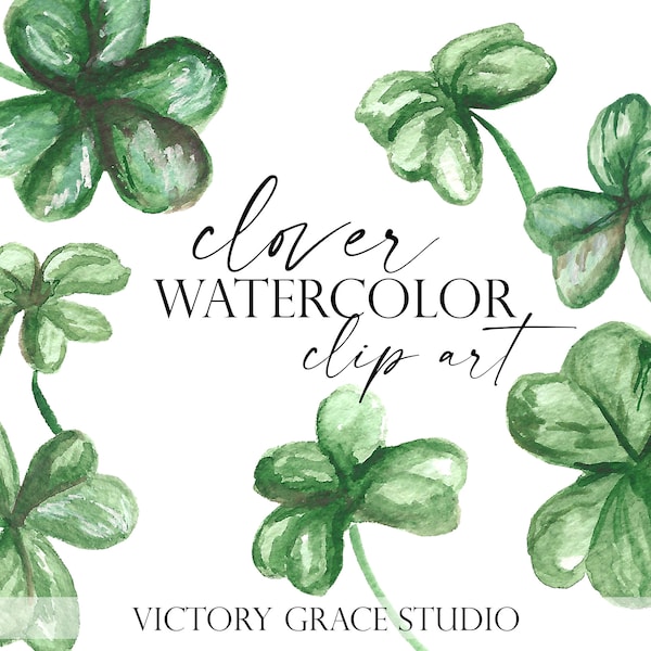 Clover Watercolor Digital Clipart, spring watercolor graphics