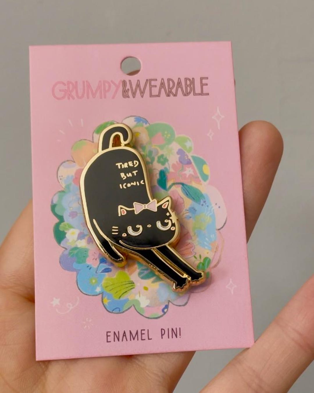 Grumpy Black Cat Enamel Pin, Tired but Iconic, Moody Collectable Pin - Etsy