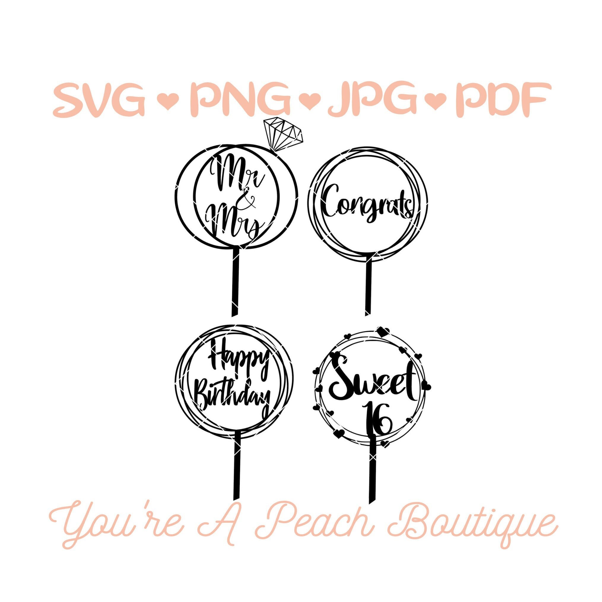 Cake Toppers SVG Set - Etsy