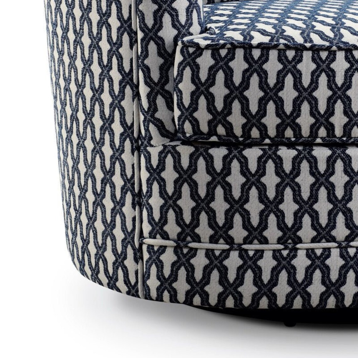 Earle 33.5'' Wide Swivel Barrel Chair Indigo White Etsy