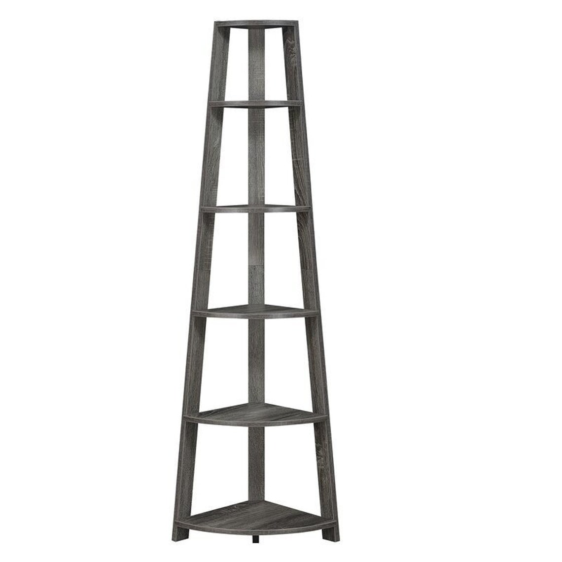 Weathered Gray Corner Bookcase Five Tiers Your Corner Perfect Etsy