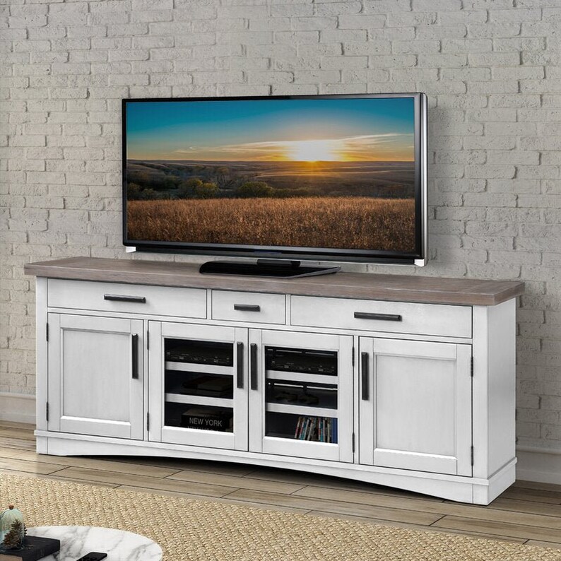 Abalone Tv Stand for Tvs up to 85 Glass Double Door Etsy