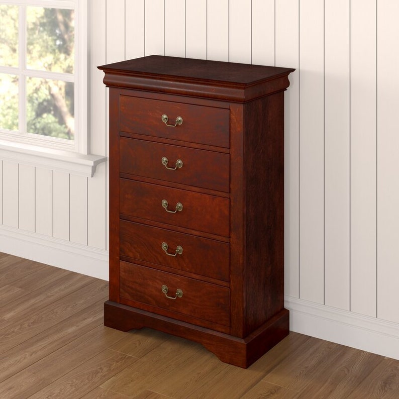 Cherry 5 Drawer 32'' W Chest Storage Space in Your Etsy