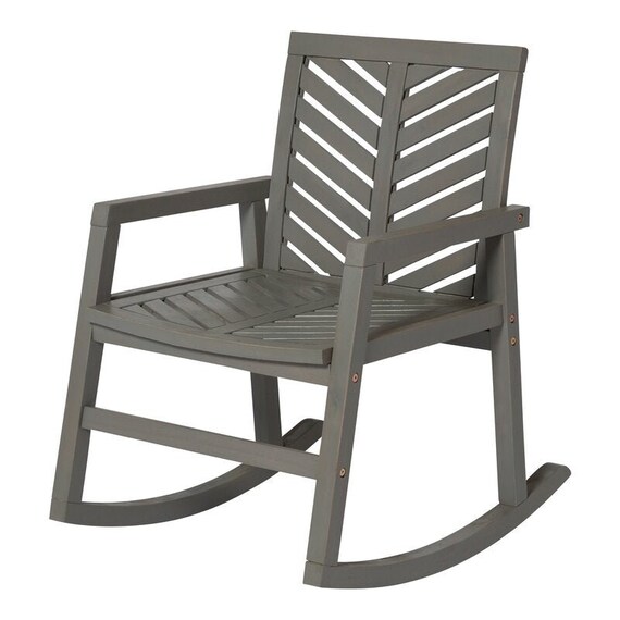 Gray Wash Outdoor Rocking Solid Wood Chair Patio Rocking Chair Etsy