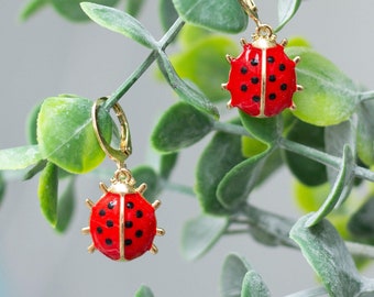 Ladybug earrings, insect jewelry, ladybug gift