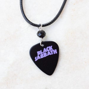 Black Sabbath Guitar Pick Necklace, Rock Band Jewelry