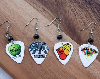 Guitar Pick Earrings The Beatles Gift George Harrison Paul McCcartney John Lennon Ringo Star