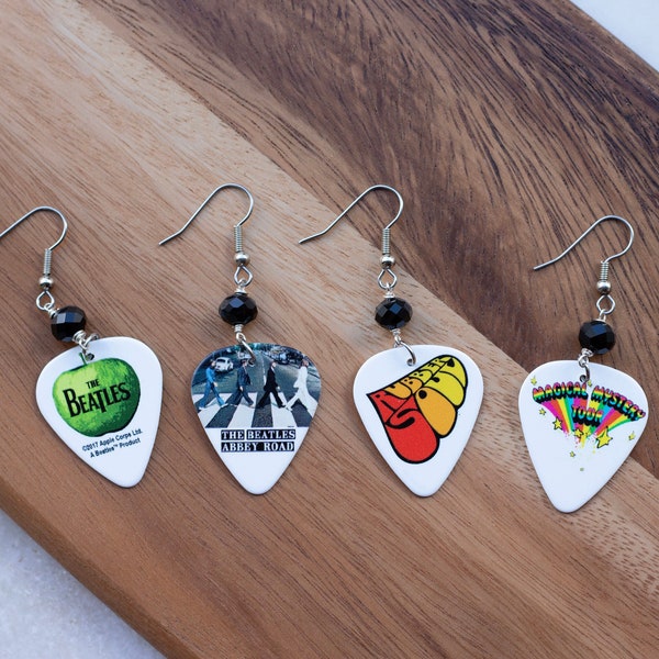 Guitar Pick Earrings The Beatles Gift George Harrison Paul McCcartney John Lennon Ringo Star