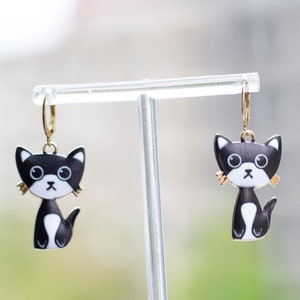 Katzenohrringe schwarze Katze Ohrringe Kitty Schmuck baumelnde Kawaii Ohrringe hypoallergen