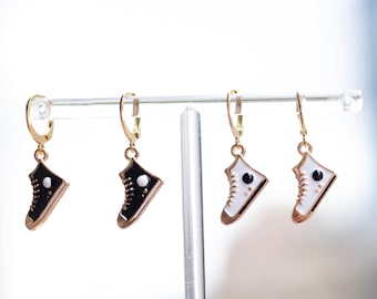 Sneaker Charm Earrings, Stainless Steel Lever Back, Kawaii Jewelry