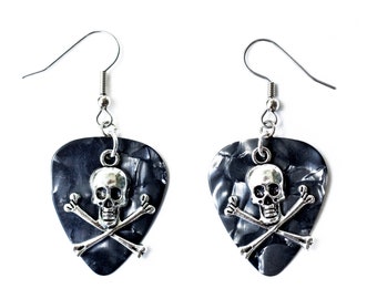 Gasparilla Pirate Skull Guitar Pick Earrings