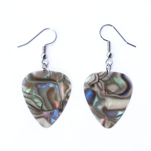 Abalone Guitar Pick Earrings | Mother of Pearl | Shell