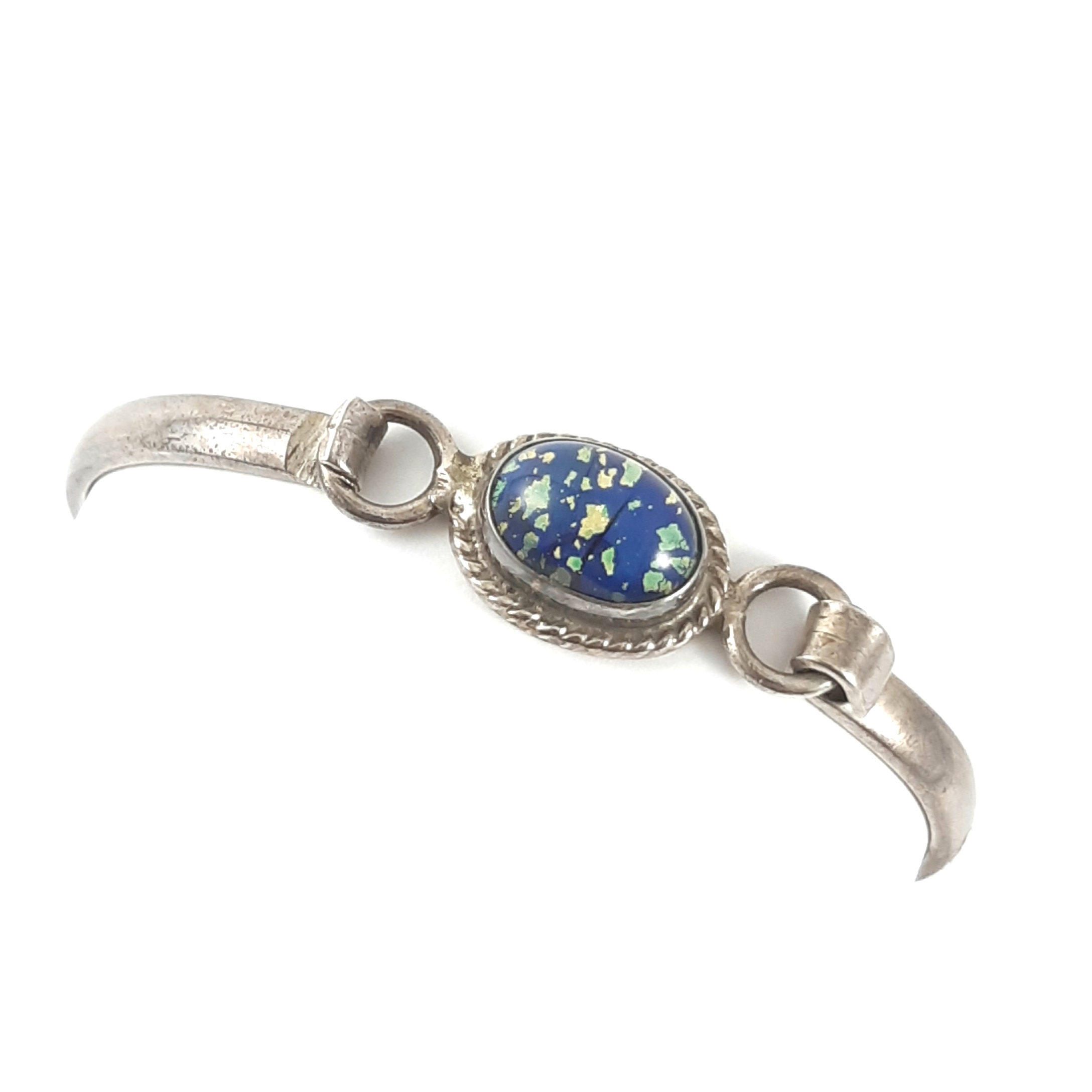 Mexico Taxco Sterling Silver & Opal Cuff Bracelet