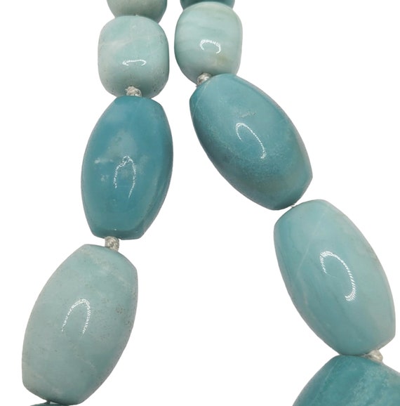 Aquamarine Blue Beryl Graduated Bead Necklace 925… - image 5