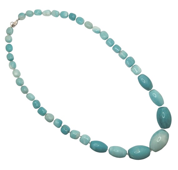 Aquamarine Blue Beryl Graduated Bead Necklace 925… - image 6