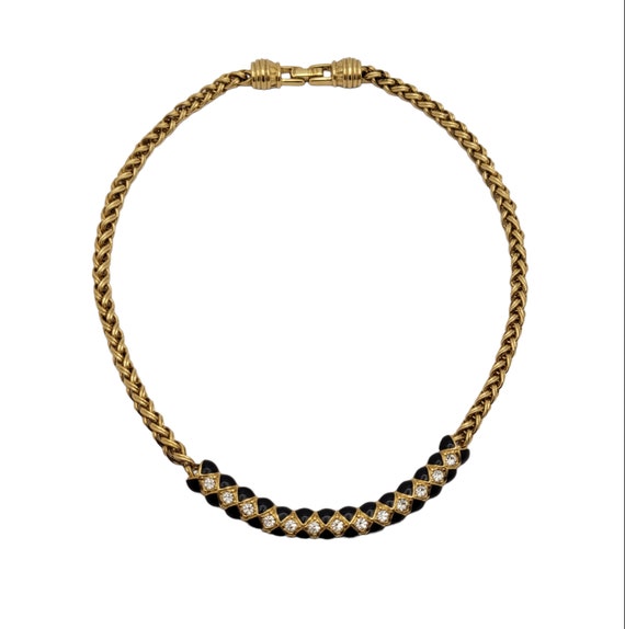 Vintage Swarovski Art Deco Necklace Gold Tone Cle… - image 2