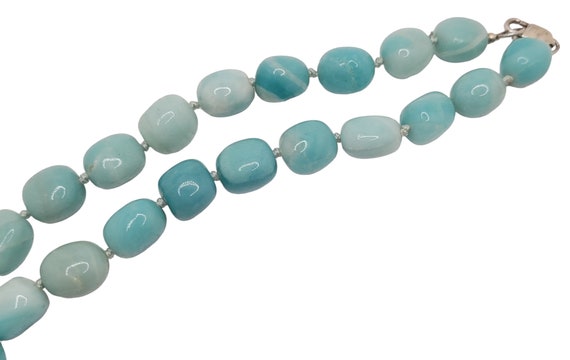 Aquamarine Blue Beryl Graduated Bead Necklace 925… - image 7