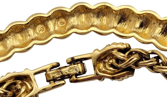 Vintage Swarovski Art Deco Necklace Gold Tone Cle… - image 9