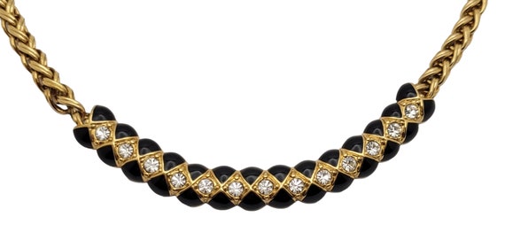 Vintage Swarovski Art Deco Necklace Gold Tone Cle… - image 3