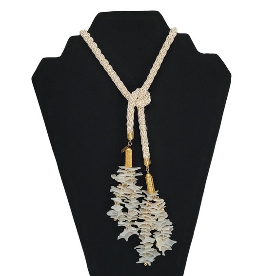 Miriam Haskell Necklace Mother Of Pearl Shell Lar… - image 1