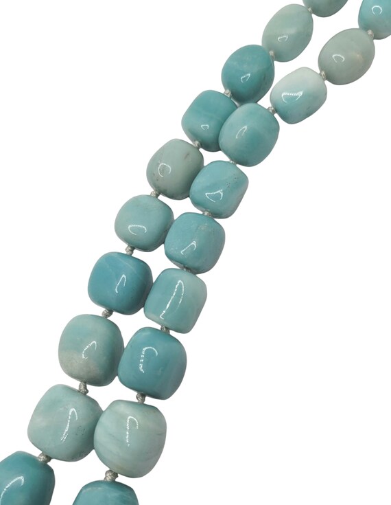 Aquamarine Blue Beryl Graduated Bead Necklace 925… - image 9