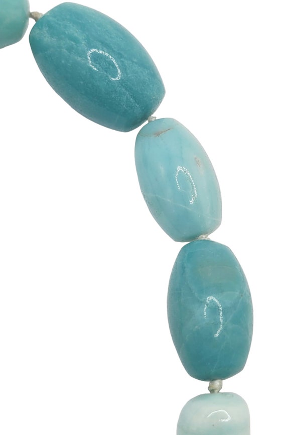 Aquamarine Blue Beryl Graduated Bead Necklace 925… - image 3
