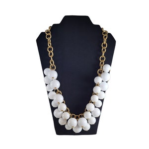 KJL Kenneth Jay Lane Necklace Gold Tone Links Chunky White Beads