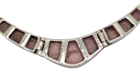 Sterling Silver Rose Quartz Inlay Necklace - image 10